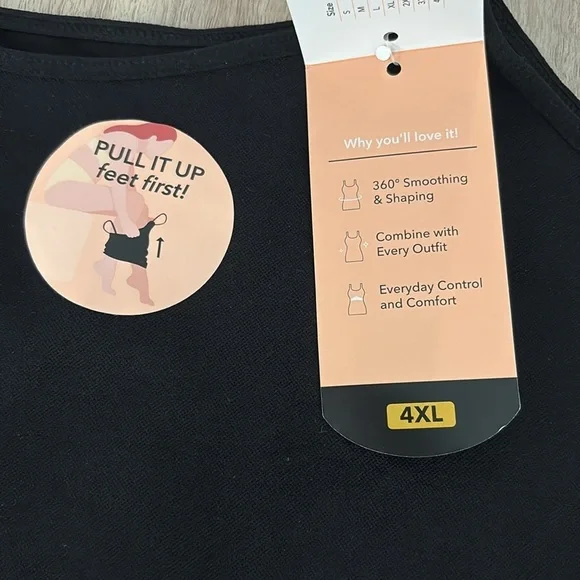 New Shapermint All Day Every Day Scoop Neck Cami Black Size 4X Stretch Shapewear - Picture 4 of 7